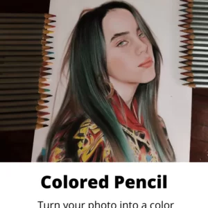 billie eilish colored pencil portrait realistic