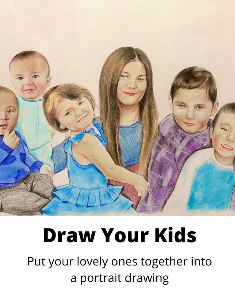 color pencil portrait drawing sketch and oil painting portrait commission art handmade gift 4 draw your kids