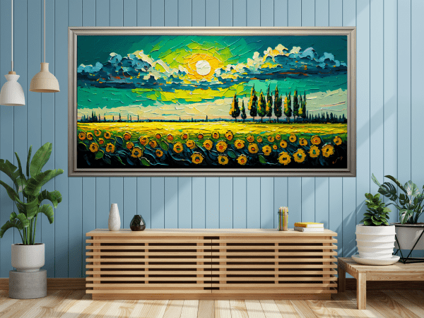 Away From The Sunflower Field Palette Knife Oil Painting On Canvas ...