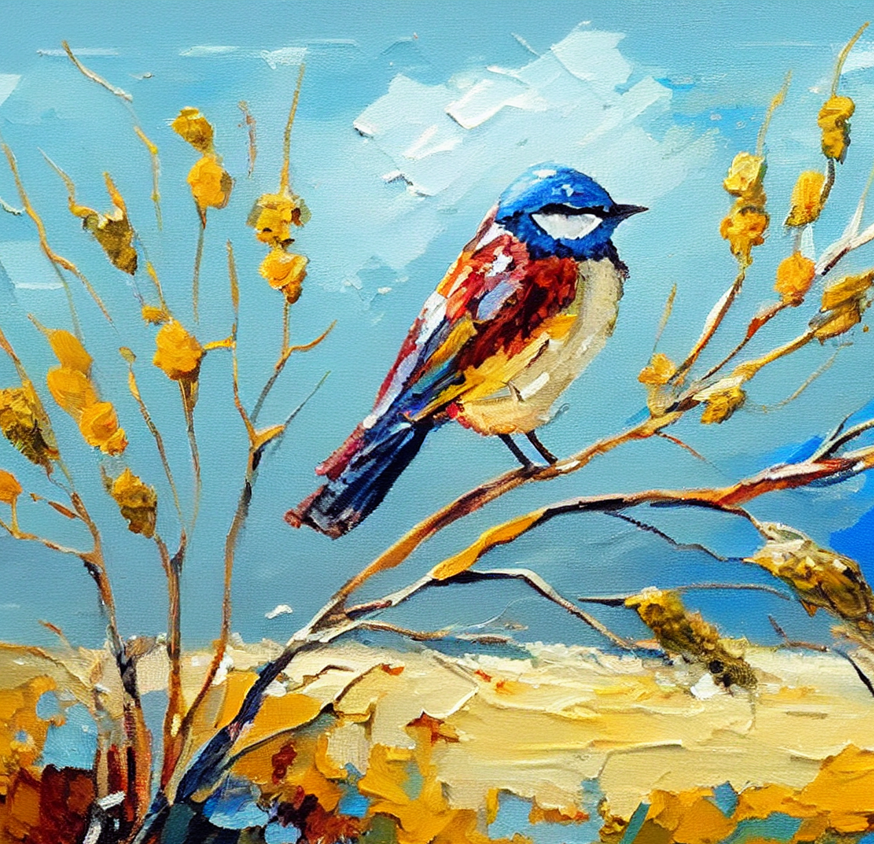 theminhaz palette knife oil painting on canvas 3 birds standing d3b315chhhb ecfe 40ba afea d0217c62570d 1