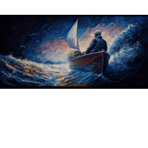 Homepage 6 Fishermen At Sea 2 Palette Oil Painting of Waves On Canvas Original