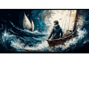 Homepage 5 Fishermen At Sea 3 Palette Oil Painting of Waves On Canvas Original